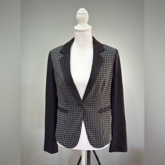 CLEARANCE! Black Laundry Shelli Segal Houndstooth Stretch Blazer Size 8 EUC - Picture 1 of 5